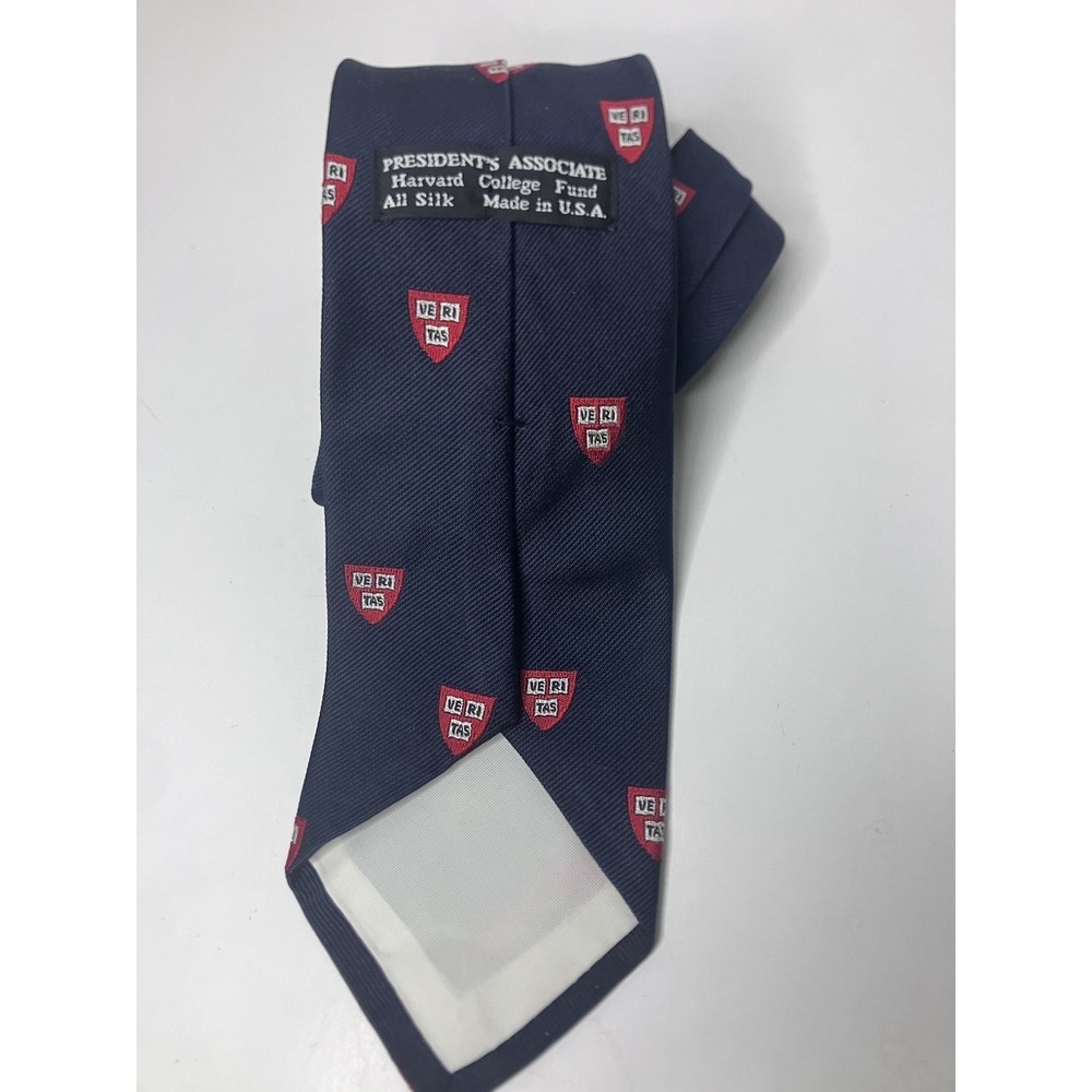 Vintage Harvard Shield Navy Silk Tie Harvard Presidents Association
